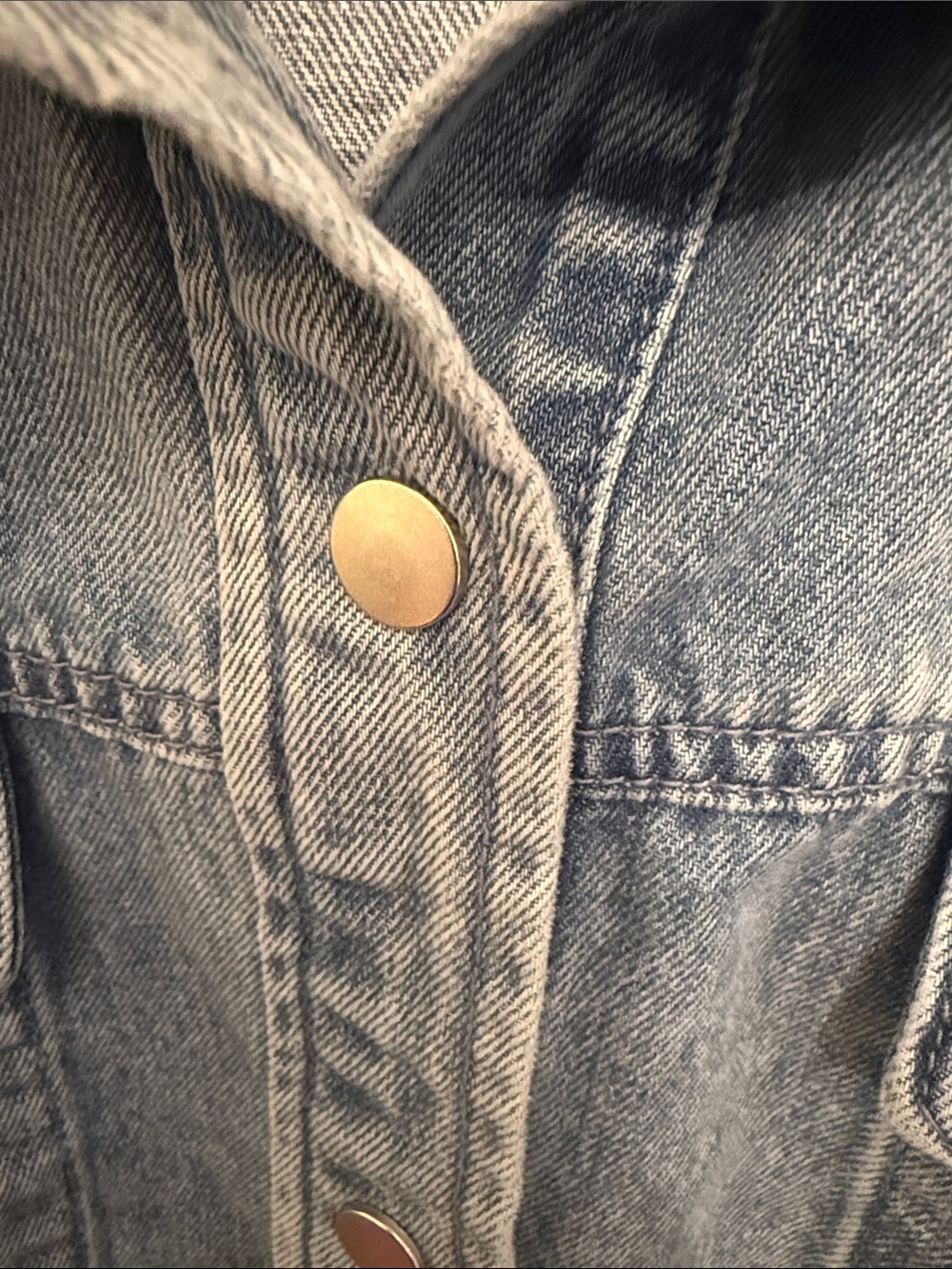 Jean Jacket XL cropped Oversized Scalloped Snap Front Shacket Light - Picture 4 of 10